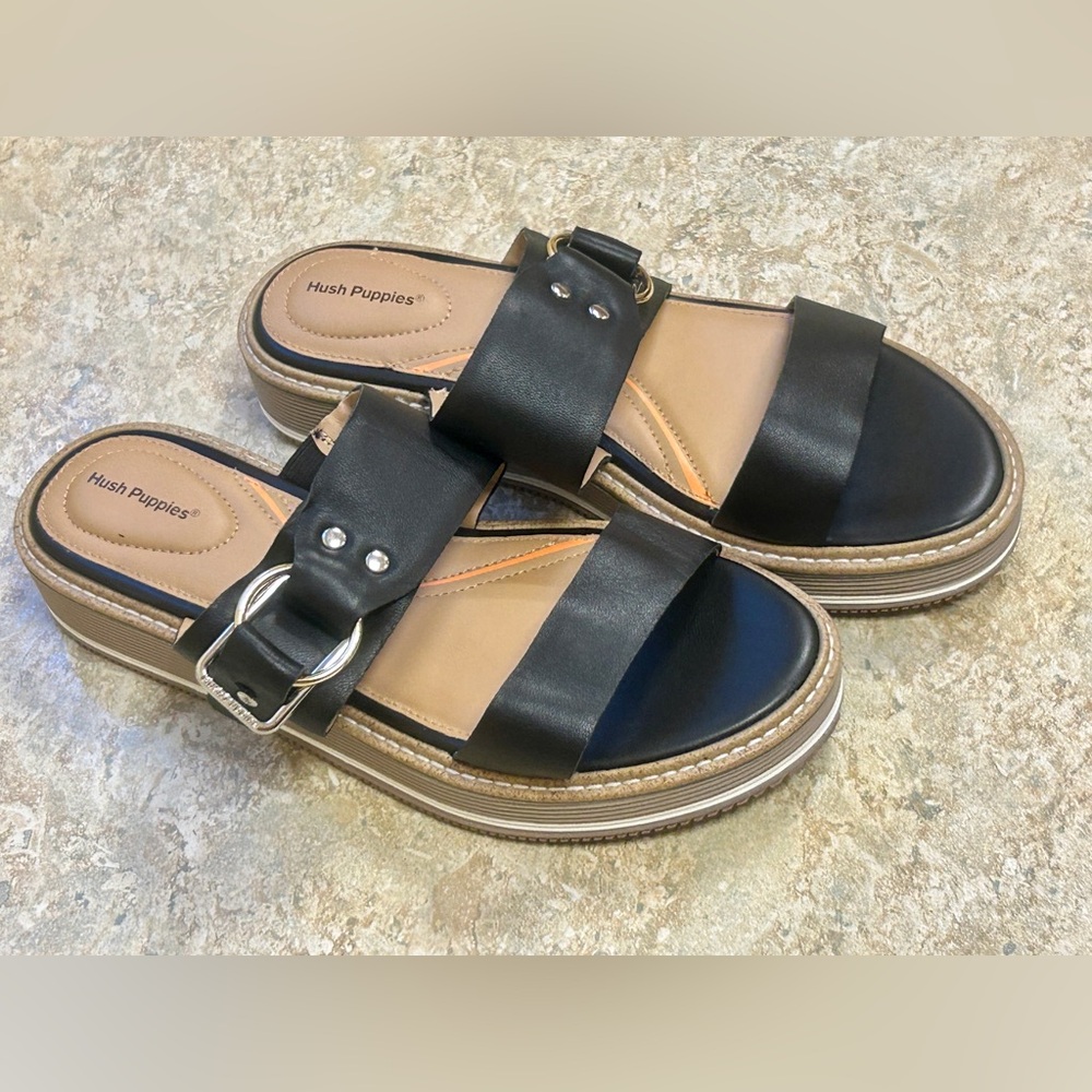 Women’s 7 M Discontinued Hush Puppies Malti Bounce Leather Strap Sandals